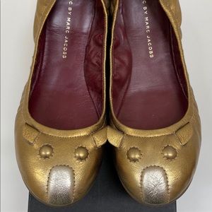 Marc by Marc Jacobs Bronze Metallic Mouse Flats